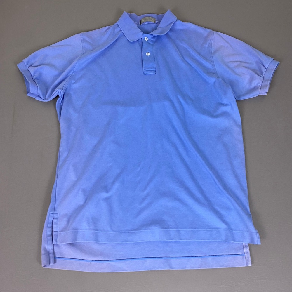 Lord & Taylor Polo Shirt Men's Size XL Light Blue Short Sleeve Cotton *Faded*